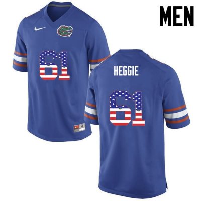 Men's Florida Gators #61 Brett Heggie NCAA Nike Blue USA Flag Fashion Authentic Stitched College Football Jersey FMC3462CV